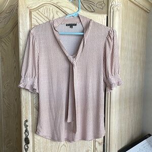 Adrianna Papell Blush Pink Polka Dot Blouse